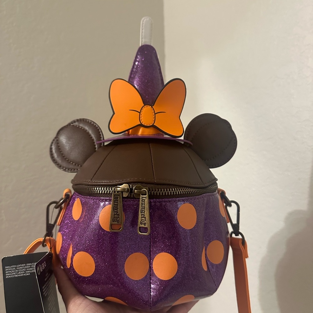 Disney Purple and Orange Polka Dot Crossbody Bag